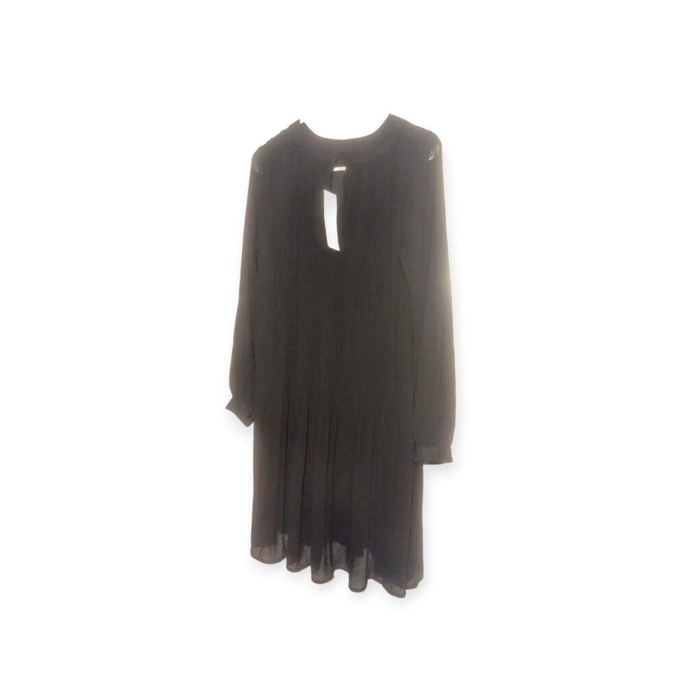 NY Collectiions Black Pleated Chiffon Lined Dress